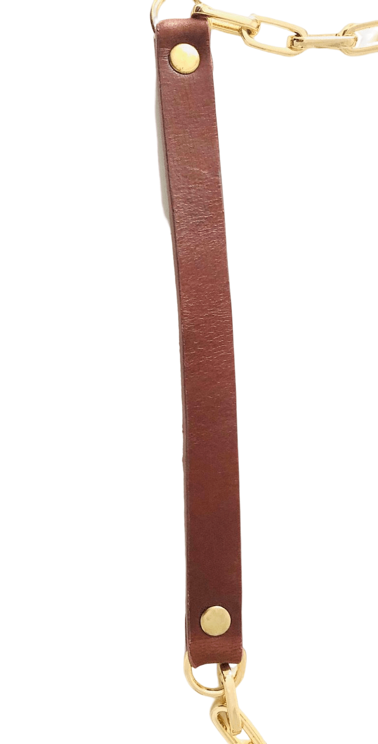 Hat Bag "Dubai" : Porte Chapeau en cuir marron clair et chainettes dorées - Hat Bag Paris
