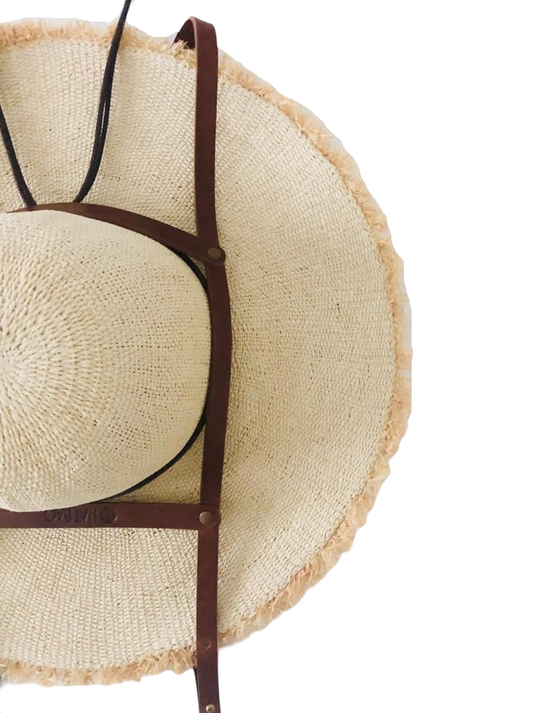 Porte chapeau Hat Bag “Sevilla XL” en cuir marron clair (pour grands chapeaux) - hat bag paris