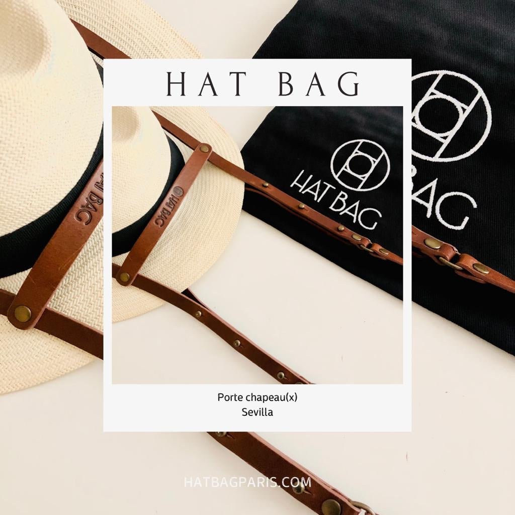 Hat Bag “Sevilla” : Porte Chapeau en cuir marron clair - Hat Bag Paris