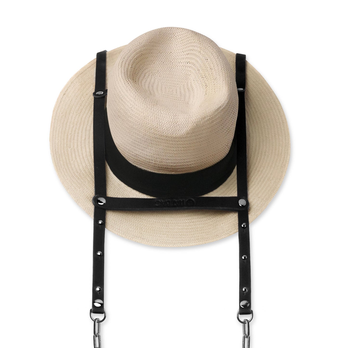 Hat Bag Hat Bag "Paris" in black leather and silver chains - hat bag paris