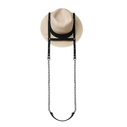 Hat Bag Hat Bag "Paris" in black leather and silver chains - hat bag paris