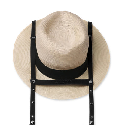 Hat Bag "New York" by Veronika Loubry : Porte Chapeau en cuir noir et sangle noire en cuir - hat bag paris