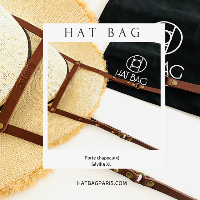 Hat Bag “Sevilla XL” hat holder in light brown leather (for large hats) - hat bag paris