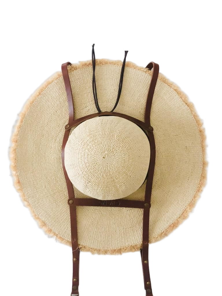 Hat Bag “Sevilla XL” hat holder in light brown leather (for large hats) - hat bag paris