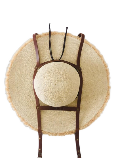 Hat Bag Portacappelli “Sevilla XL” in pelle marrone chiaro (per cappelli grandi) - hat bag paris