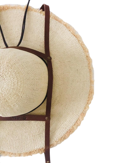 Καπέλο Τσάντα "Sevilla XL" Θήκη καπέλου σε ανοιχτό καφέ δέρμα (για μεγάλα καπέλα) - τσάντα καπέλο paris