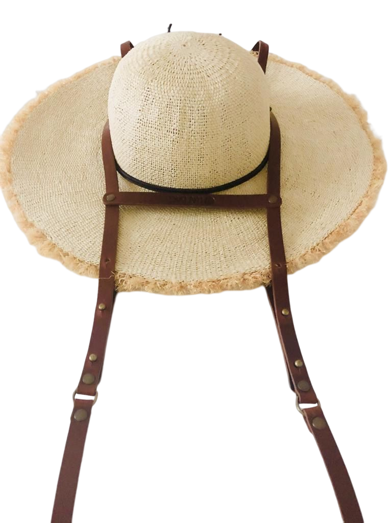 Καπέλο Τσάντα "Sevilla XL" Θήκη καπέλου σε ανοιχτό καφέ δέρμα (για μεγάλα καπέλα) - τσάντα καπέλο paris