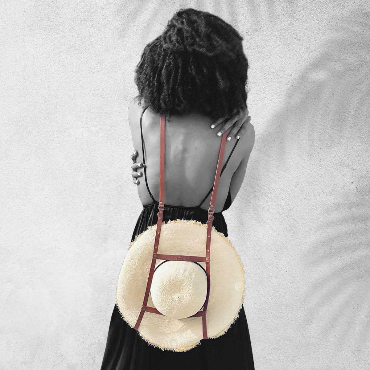 Hat Bag “Sevilla XL”: Porta sombreros de piel marrón claro (para sombreros grandes) - hat bag paris